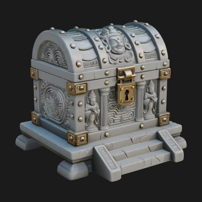 Carved Treasure Chest Model Design 2 3D Print Model