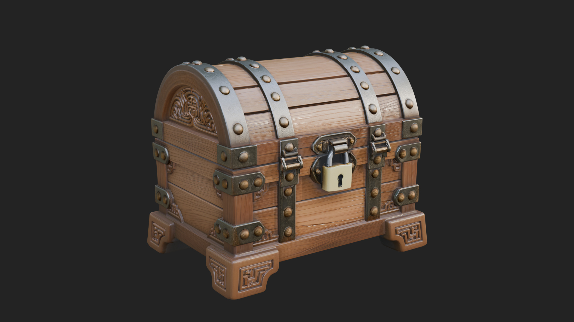 Carved Treasure Chest Model Design 21 3D Print Model 3D Model