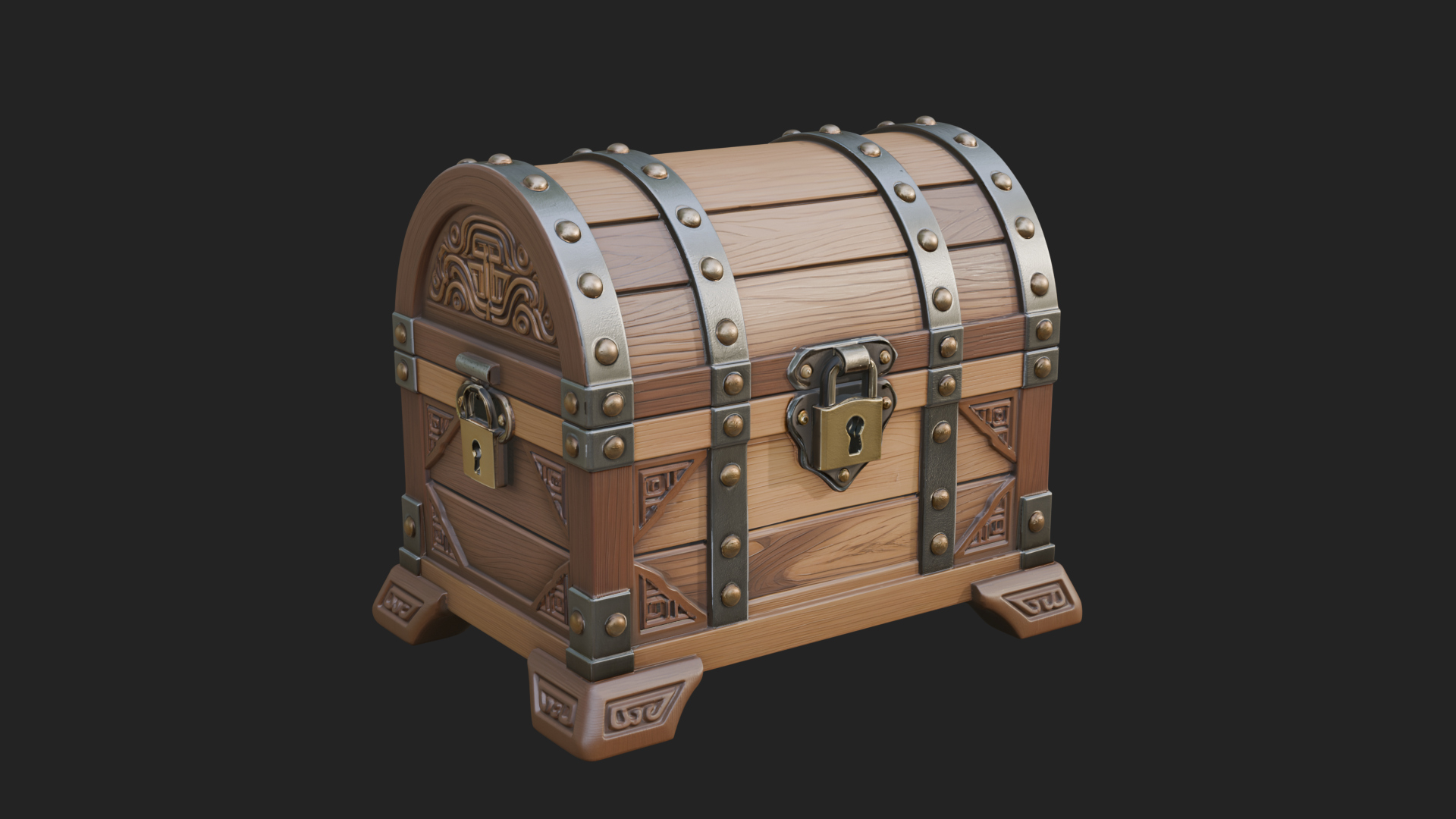 Carved Treasure Chest Model Design 22 3D Print Model 3D Model