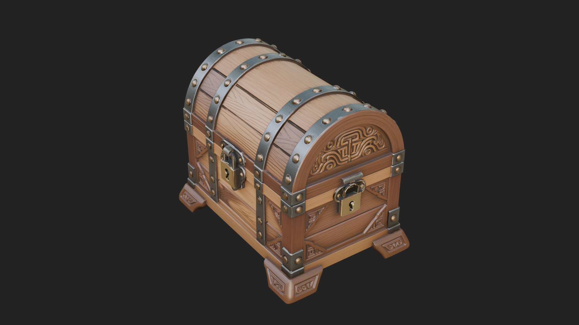 Carved Treasure Chest Model Design 22 3D Print Model 3D Model