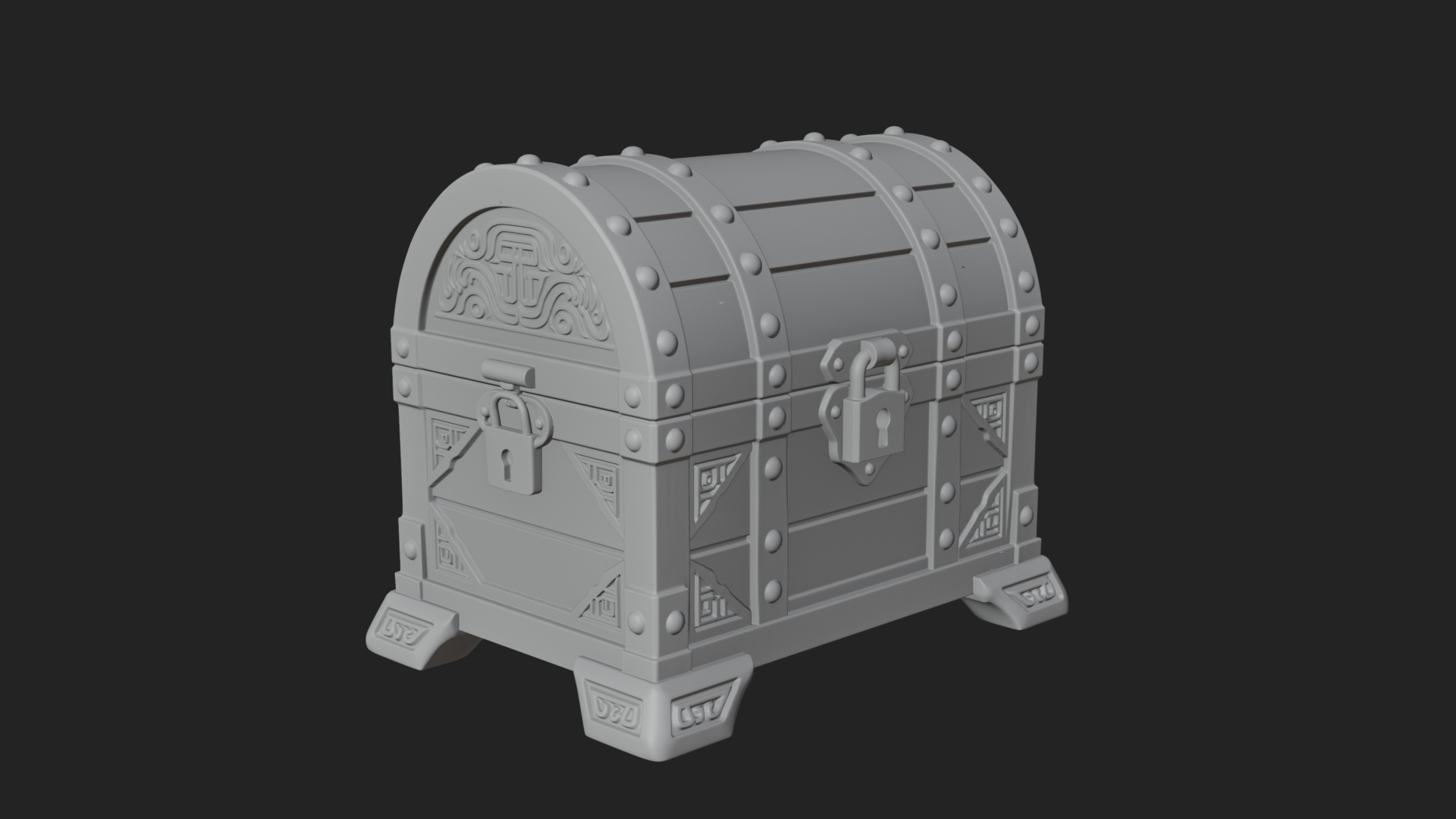 Carved Treasure Chest Model Design 22 3D Print Model 3D Model