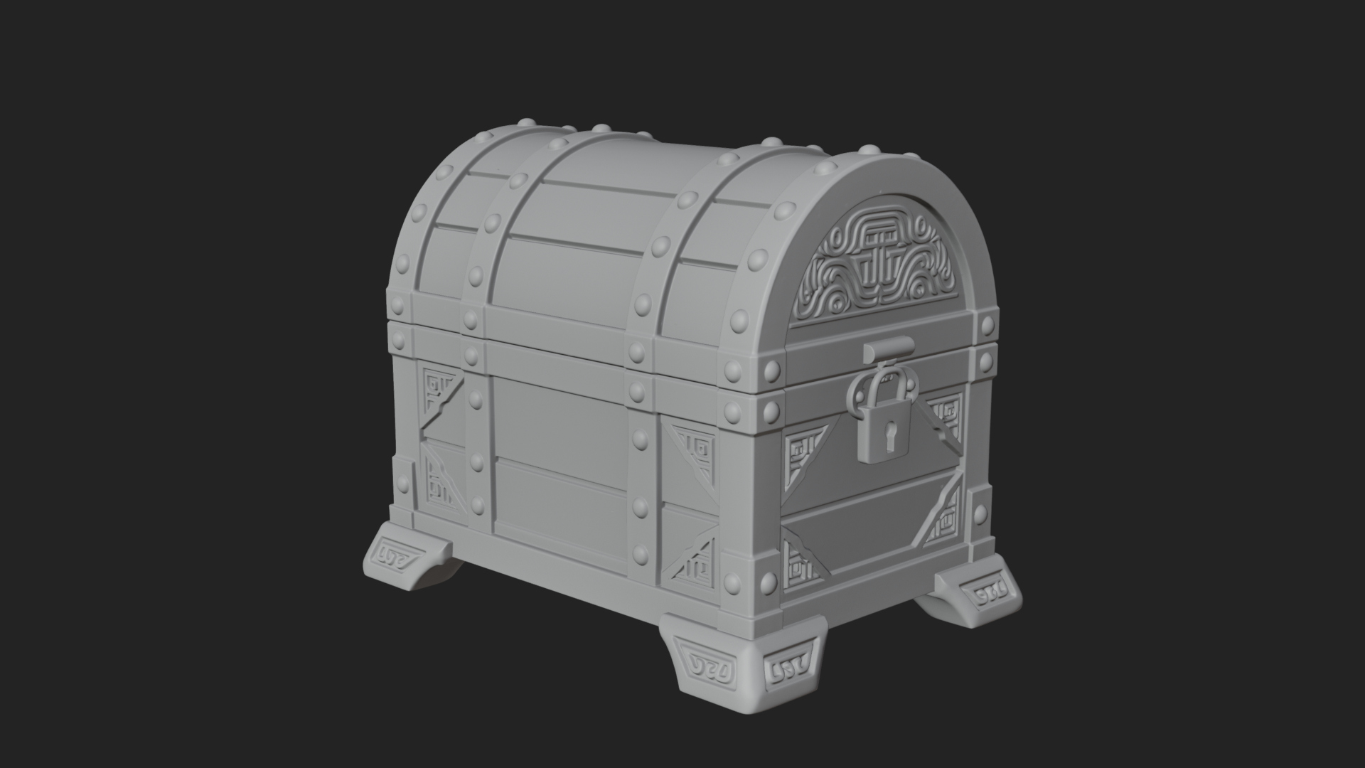 Carved Treasure Chest Model Design 22 3D Print Model 3D Model