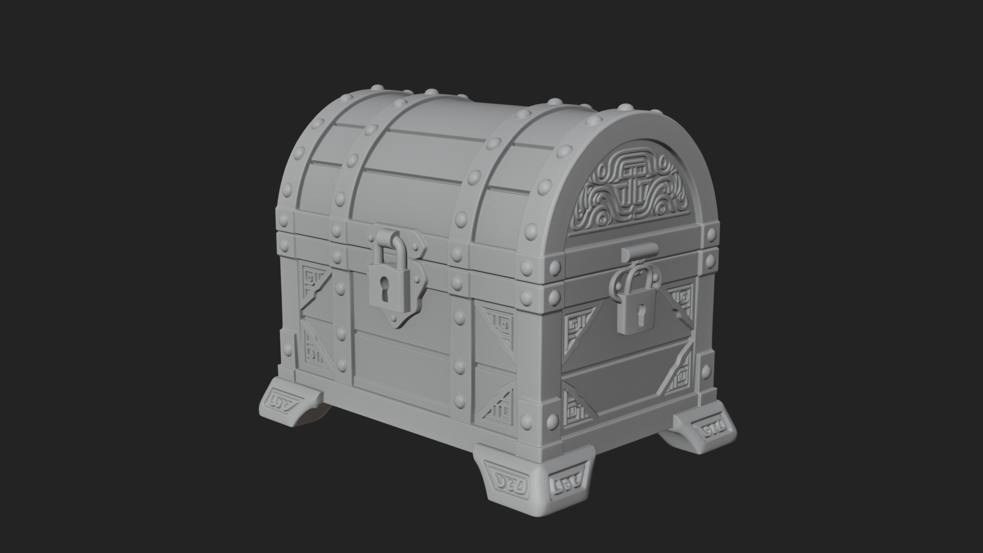 Carved Treasure Chest Model Design 22 3D Print Model 3D Model