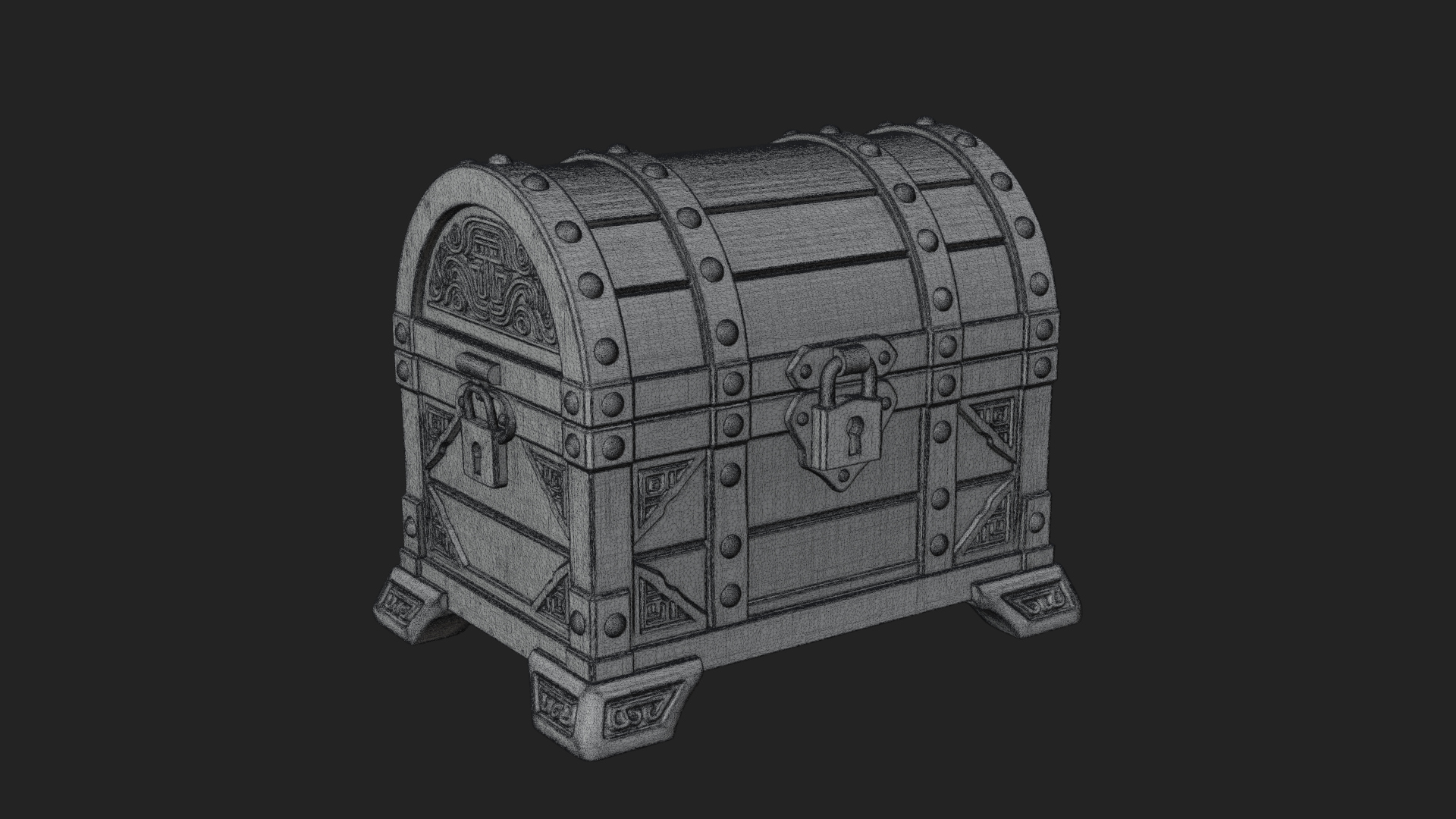 Carved Treasure Chest Model Design 22 3D Print Model 3D Model
