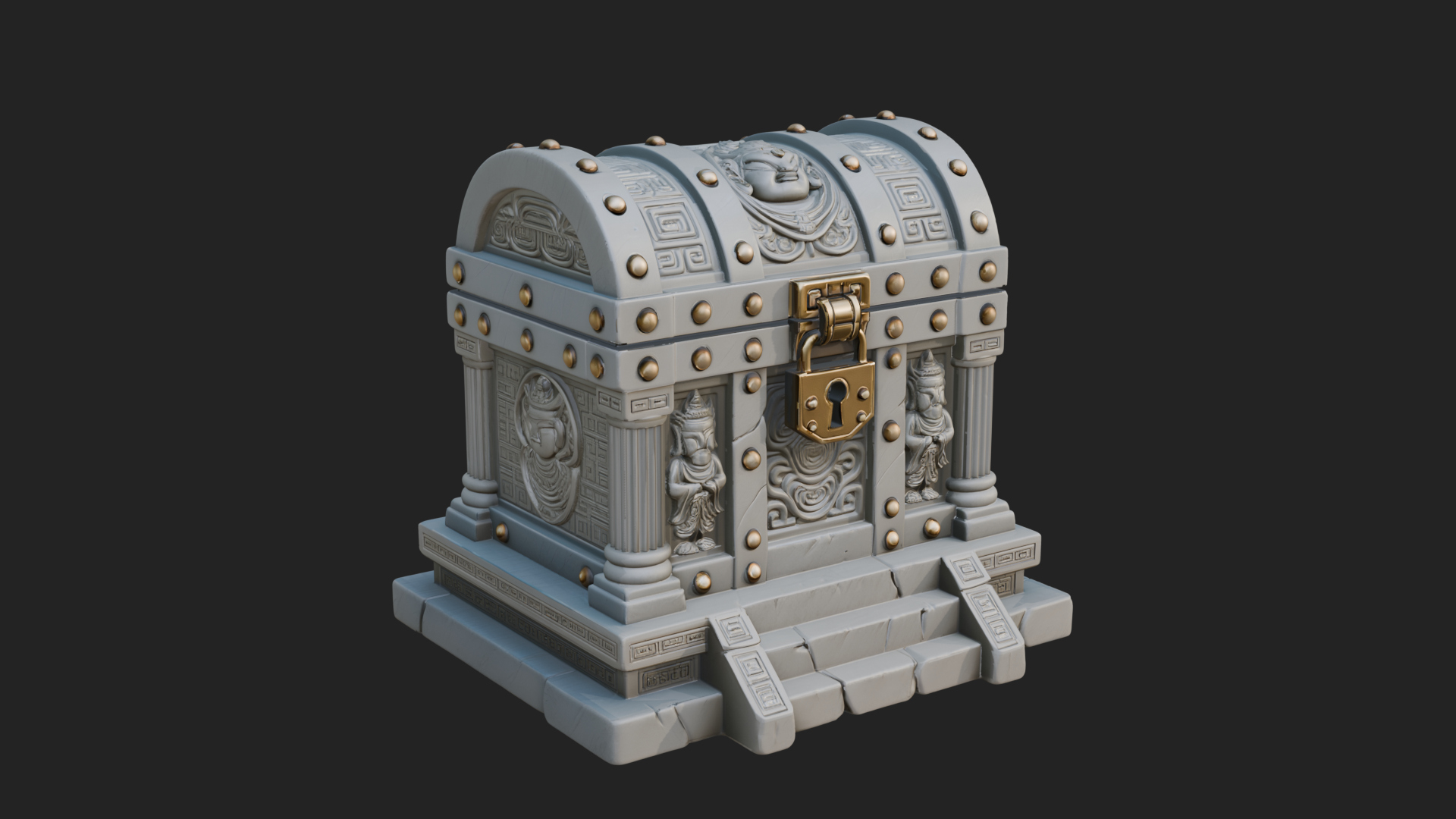 Carved Treasure Chest Model Design 3 3D Print Model 3D Model