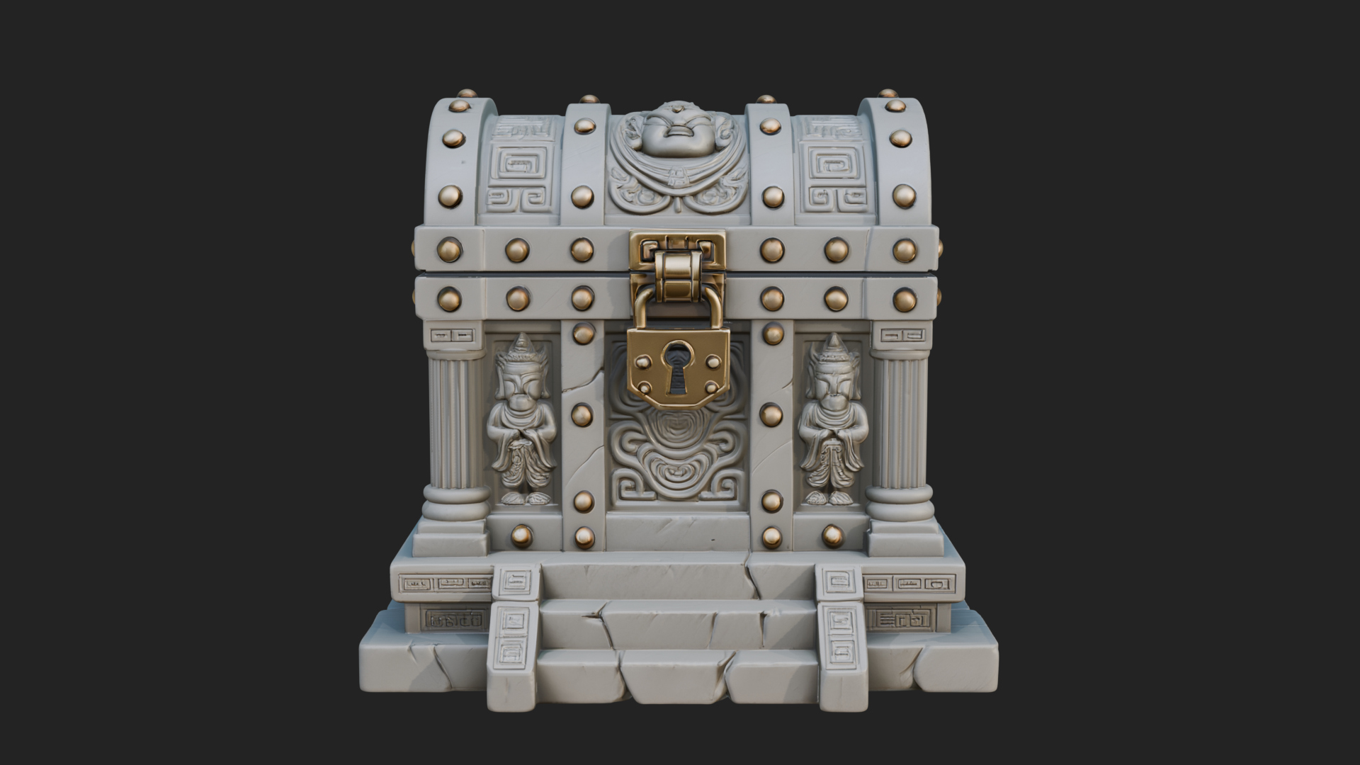 Carved Treasure Chest Model Design 3 3D Print Model 3D Model