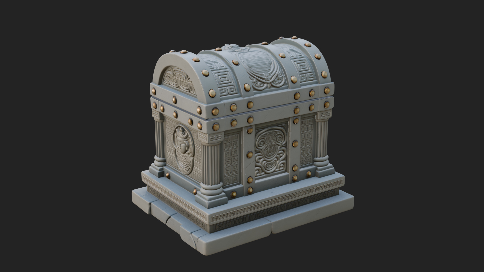 Carved Treasure Chest Model Design 3 3D Print Model 3D Model