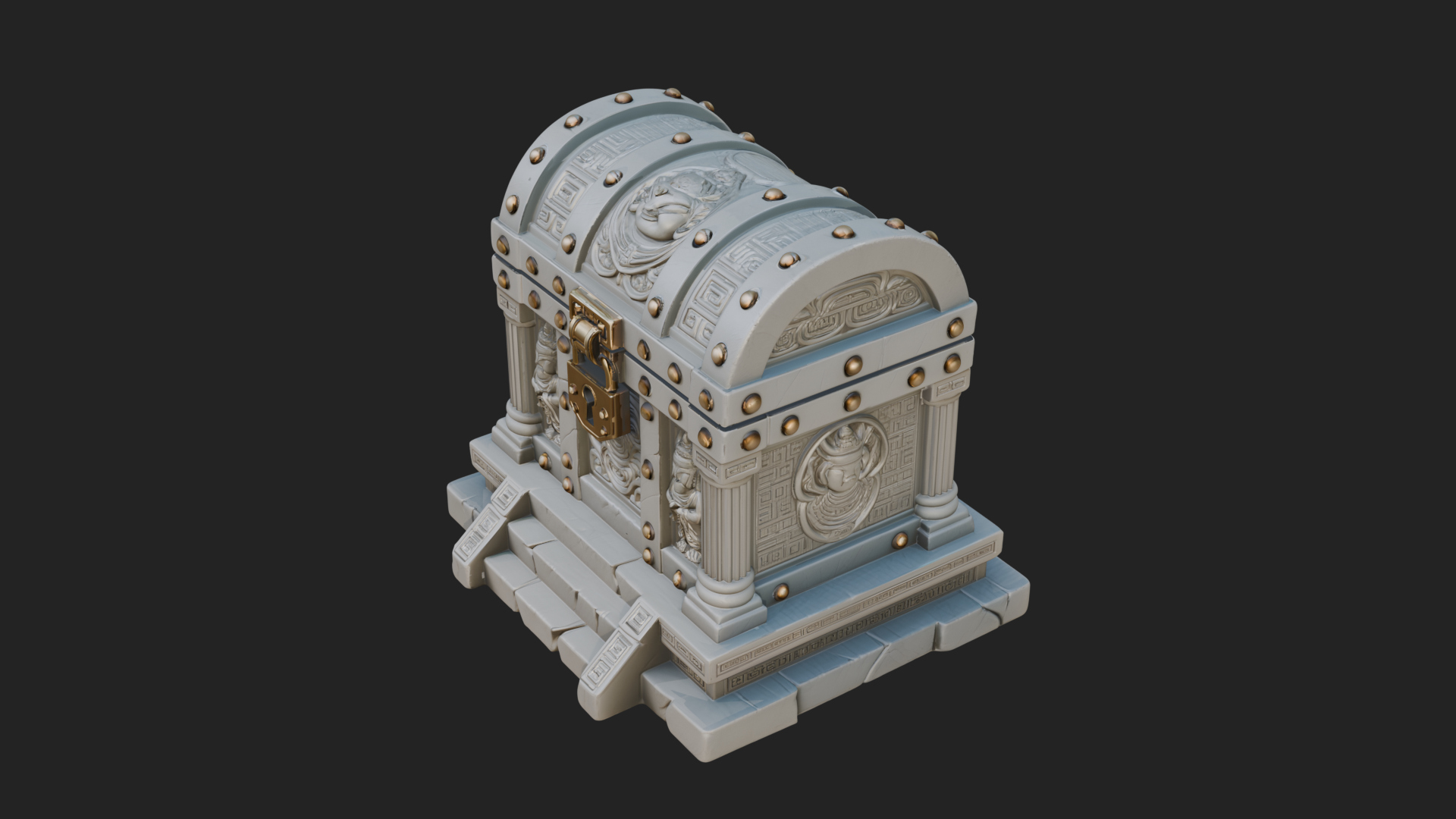 Carved Treasure Chest Model Design 3 3D Print Model 3D Model