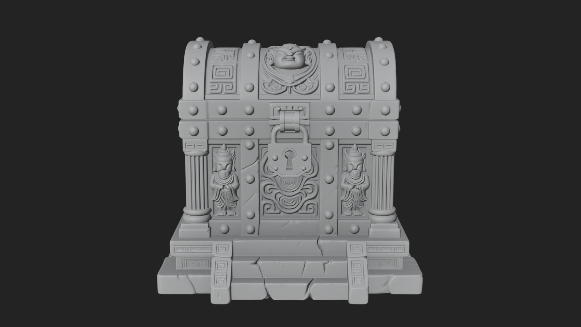 Carved Treasure Chest Model Design 3 3D Print Model 3D Model