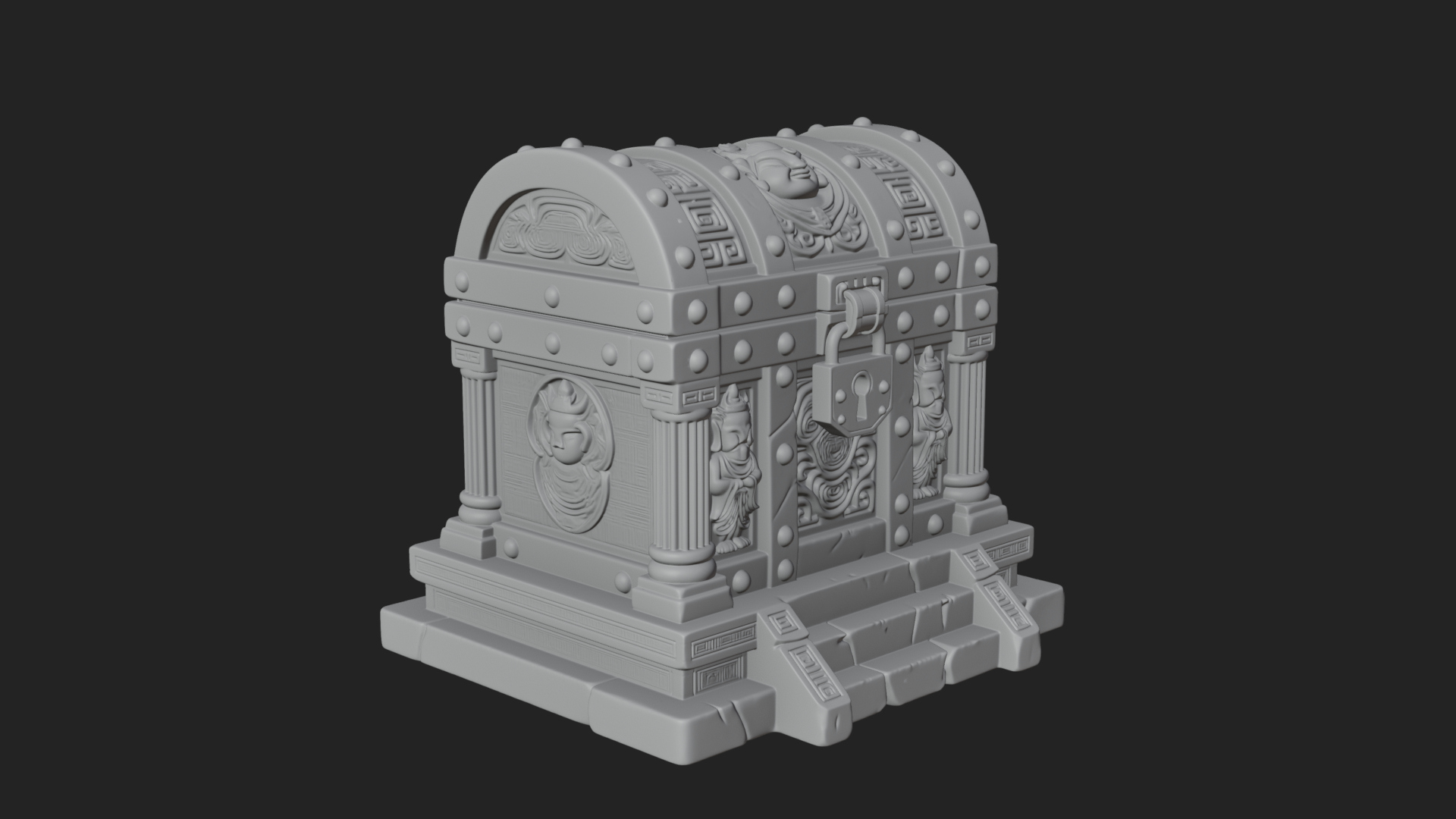 Carved Treasure Chest Model Design 3 3D Print Model 3D Model