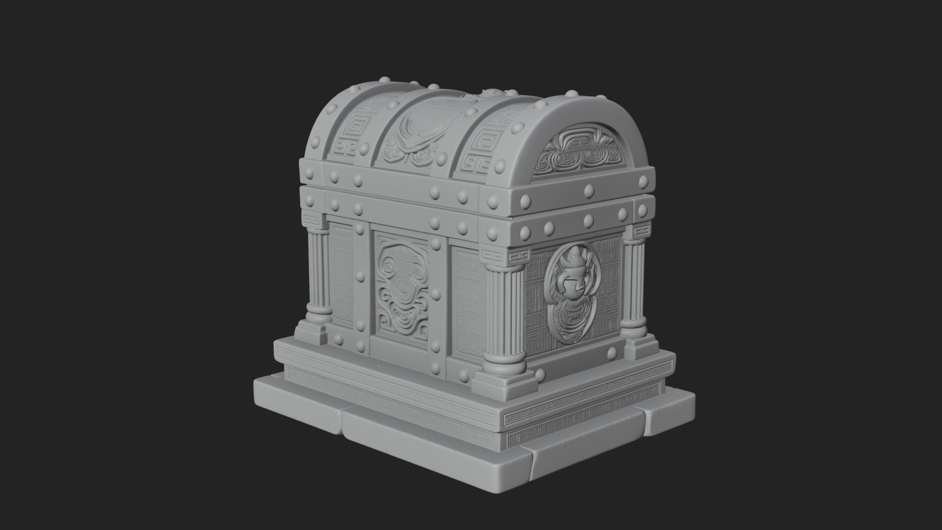 Carved Treasure Chest Model Design 3 3D Print Model 3D Model