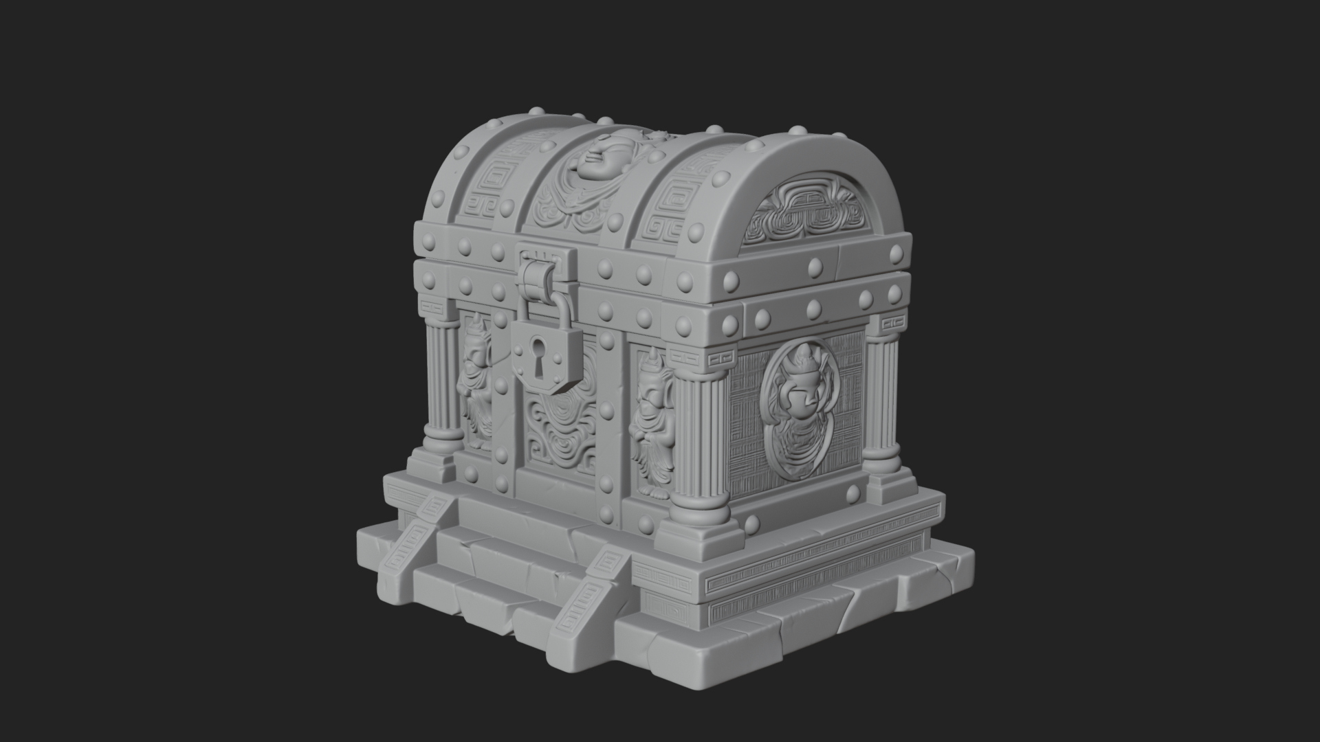 Carved Treasure Chest Model Design 3 3D Print Model 3D Model