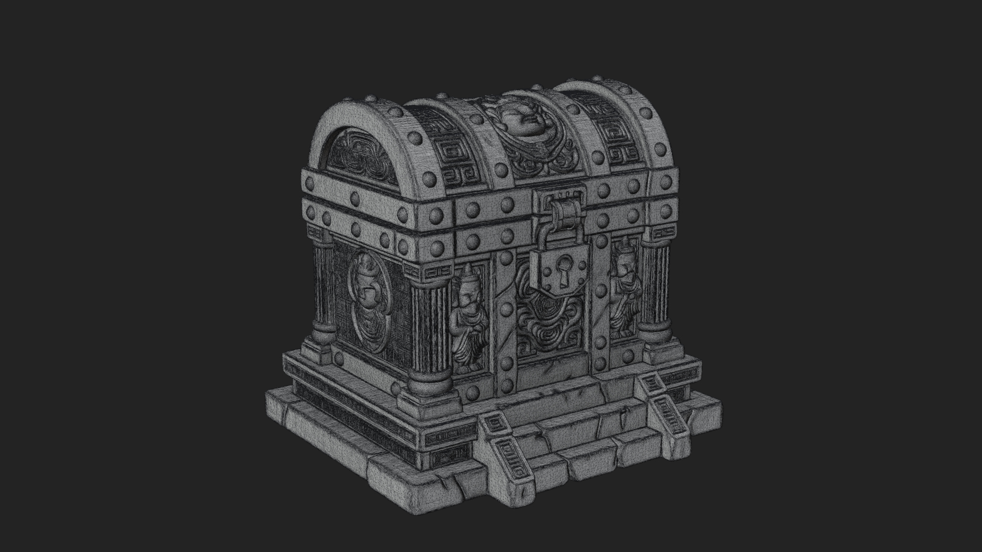 Carved Treasure Chest Model Design 3 3D Print Model 3D Model