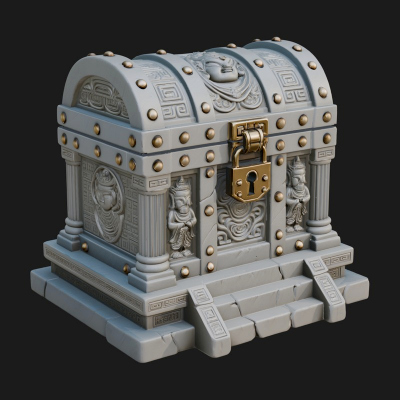 Carved Treasure Chest Model Design 3 3D Print Model
