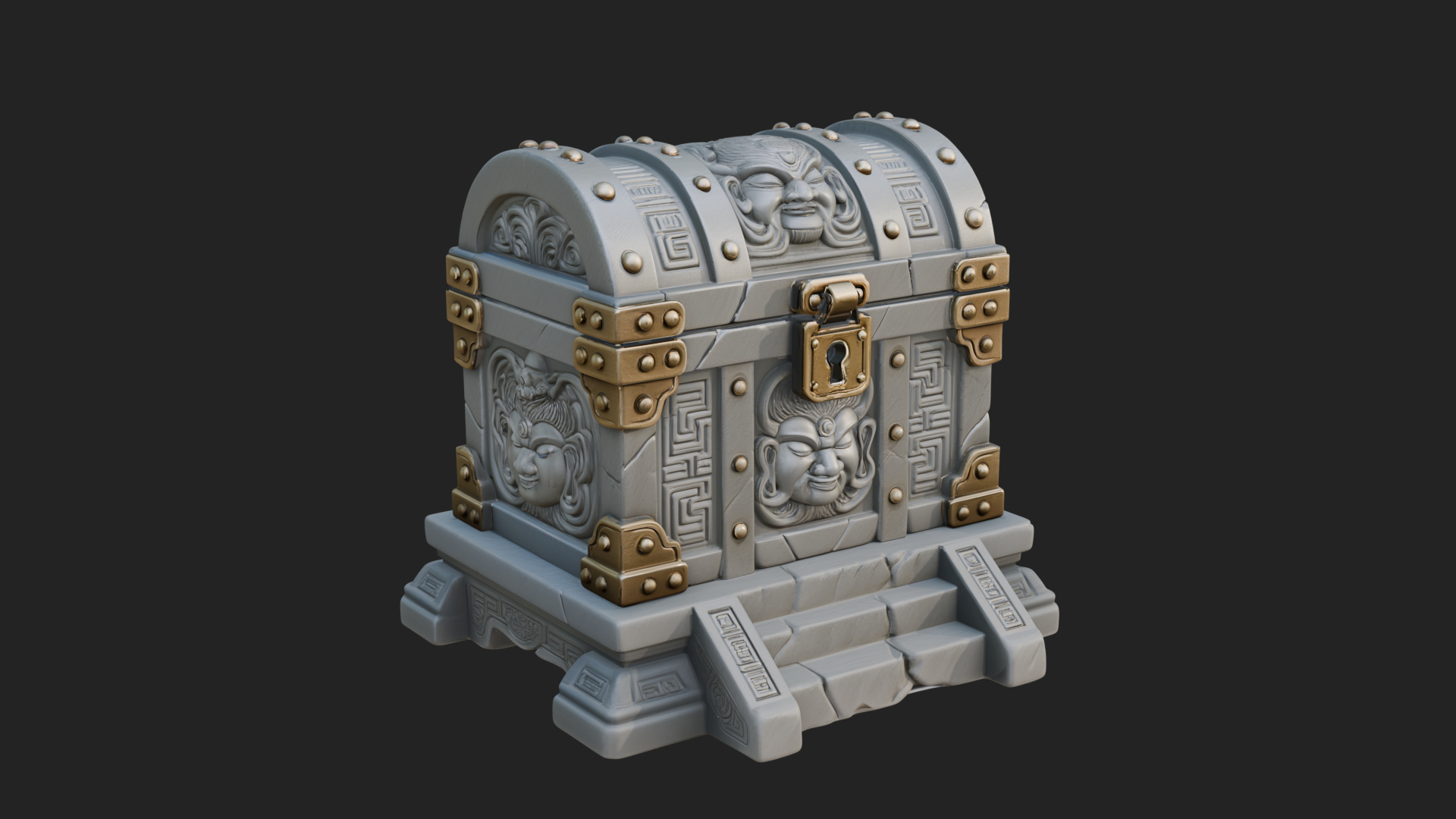 Carved Treasure Chest Model Design 4 3D Print Model 3D Model
