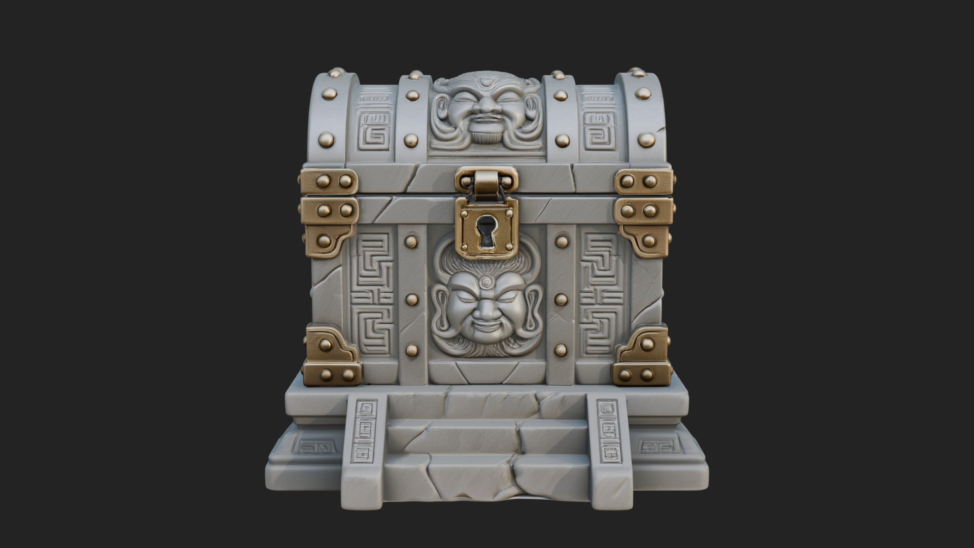 Carved Treasure Chest Model Design 4 3D Print Model 3D Model
