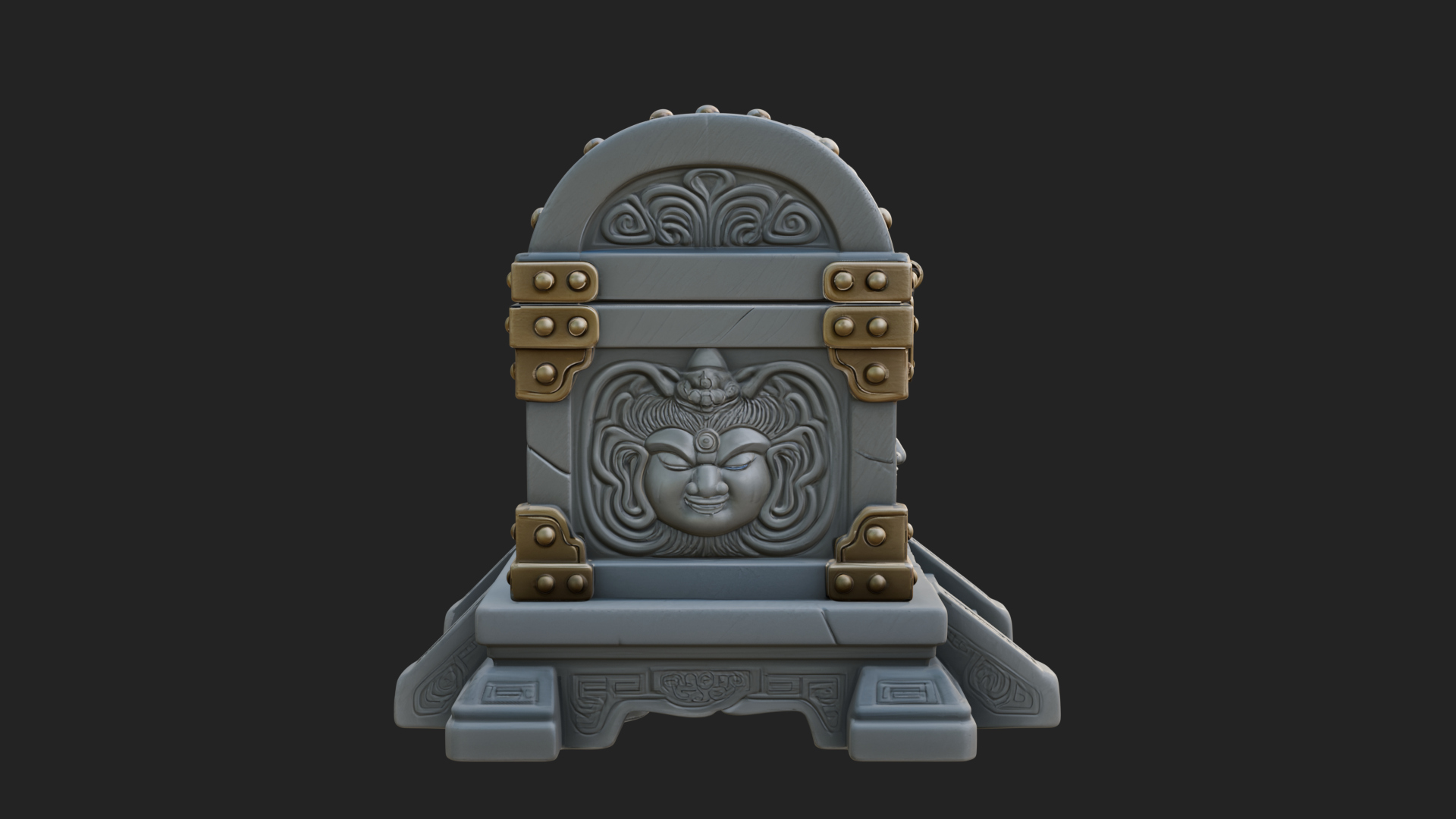 Carved Treasure Chest Model Design 4 3D Print Model 3D Model