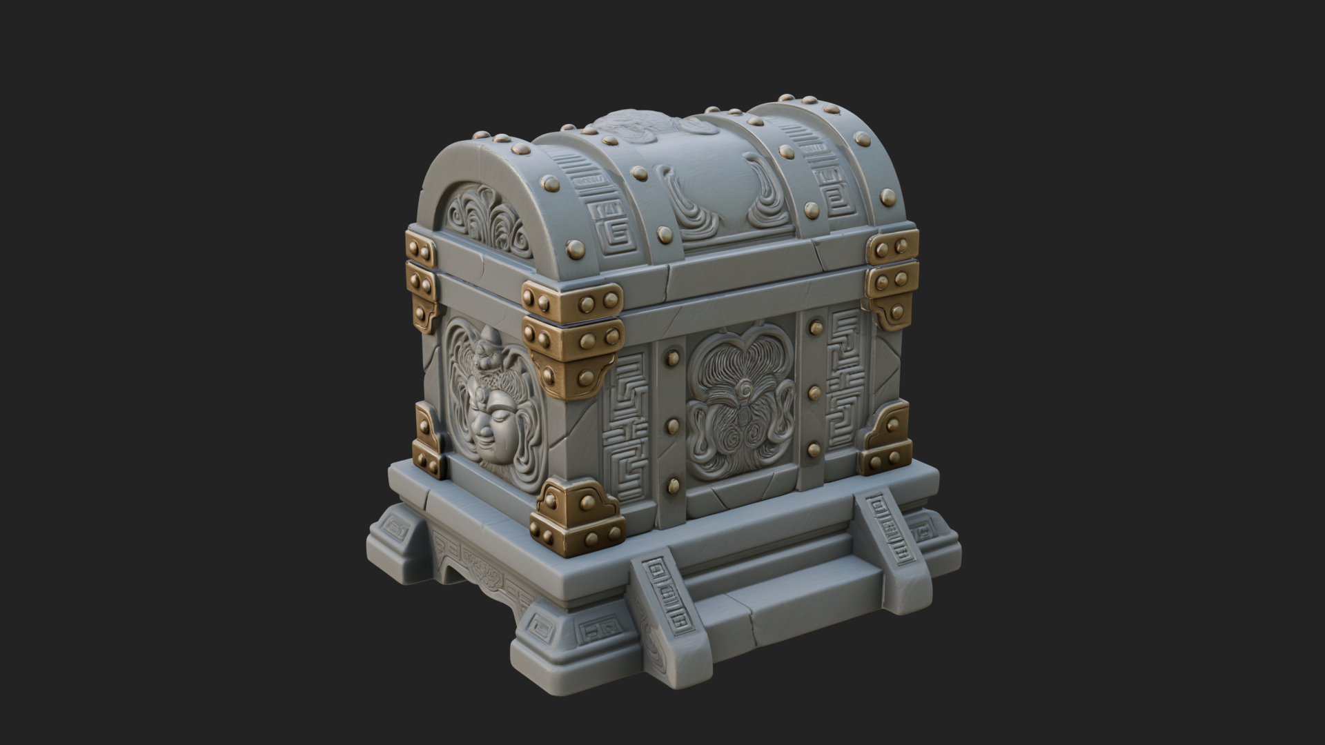 Carved Treasure Chest Model Design 4 3D Print Model 3D Model