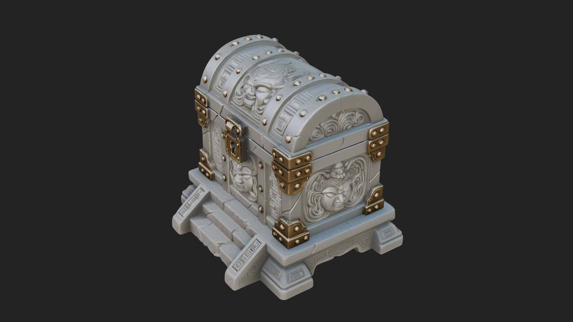 Carved Treasure Chest Model Design 4 3D Print Model 3D Model