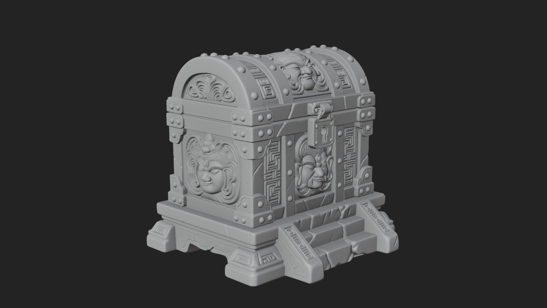 Carved Treasure Chest Model Design 4 3D Print Model 3D Model