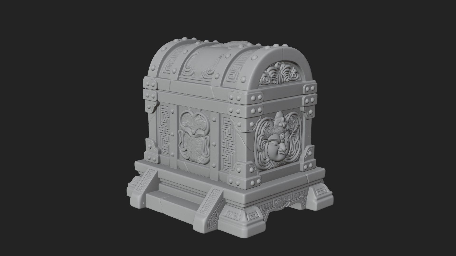 Carved Treasure Chest Model Design 4 3D Print Model 3D Model