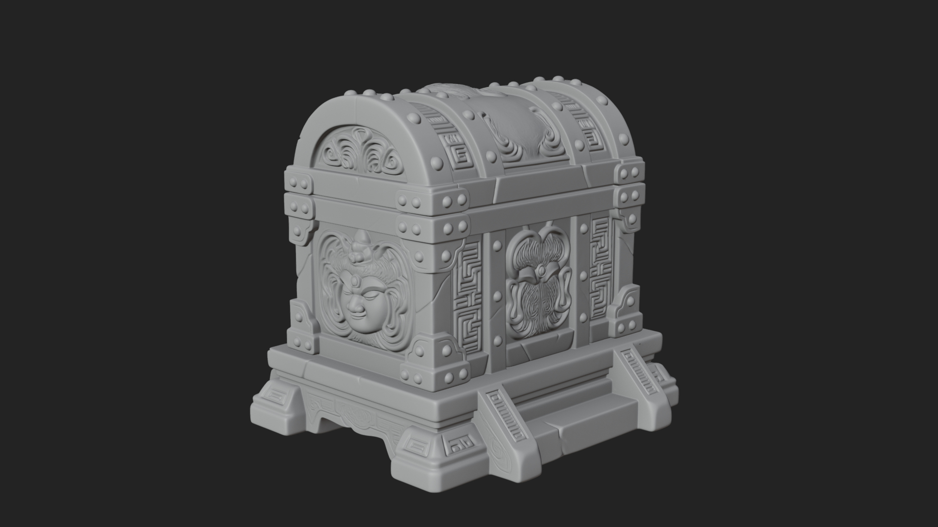 Carved Treasure Chest Model Design 4 3D Print Model 3D Model