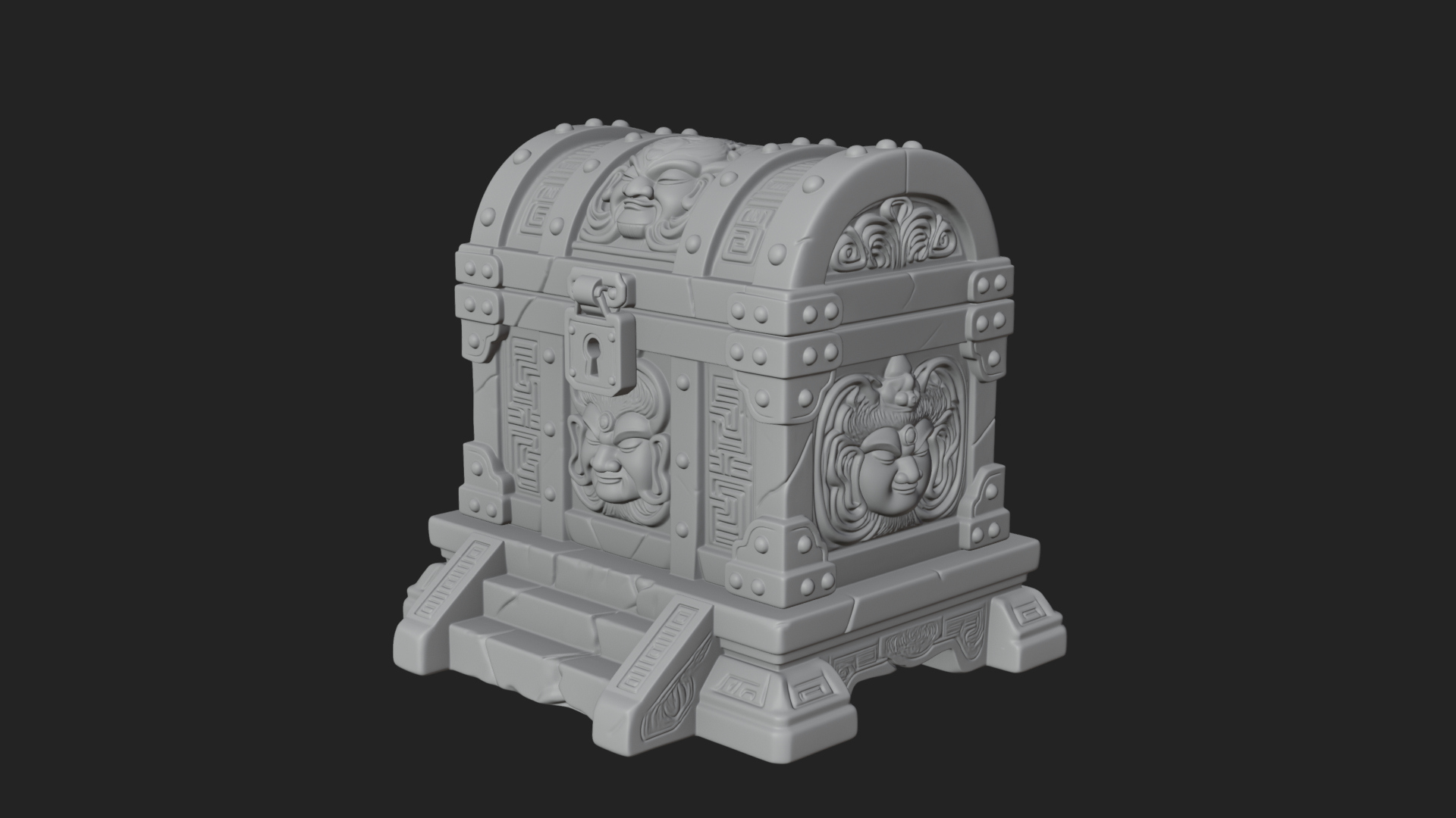 Carved Treasure Chest Model Design 4 3D Print Model 3D Model