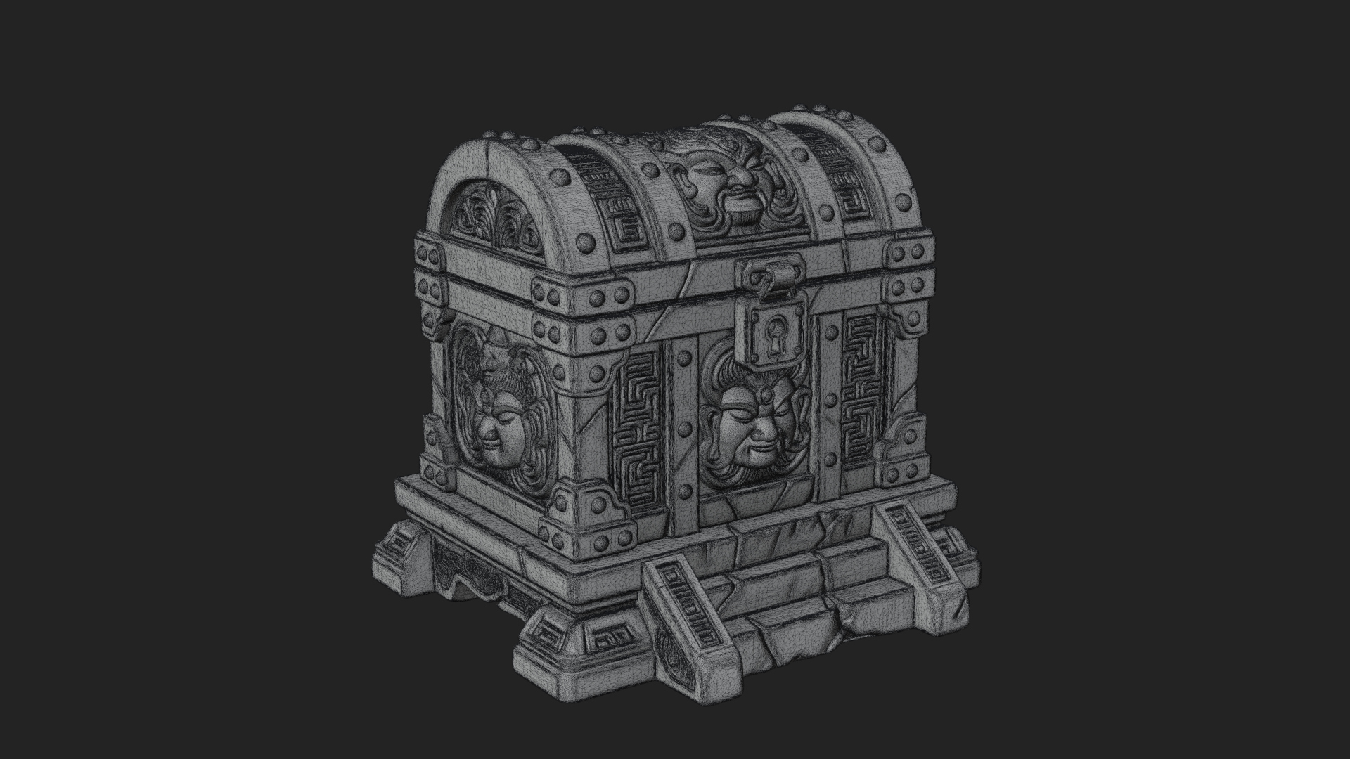 Carved Treasure Chest Model Design 4 3D Print Model 3D Model