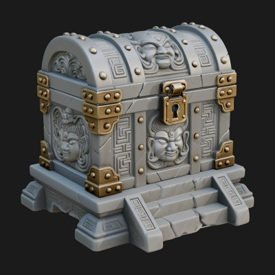 Carved Treasure Chest Model Design 4 3D Print Model