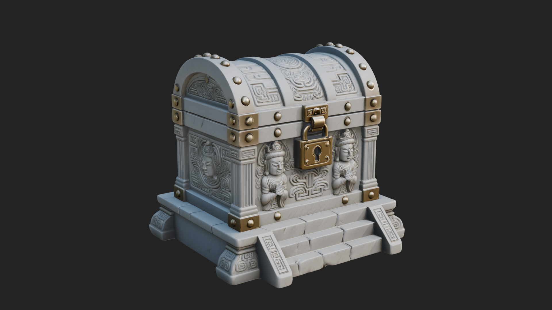 Carved Treasure Chest Model Design 5 3D Print Model 3D Model