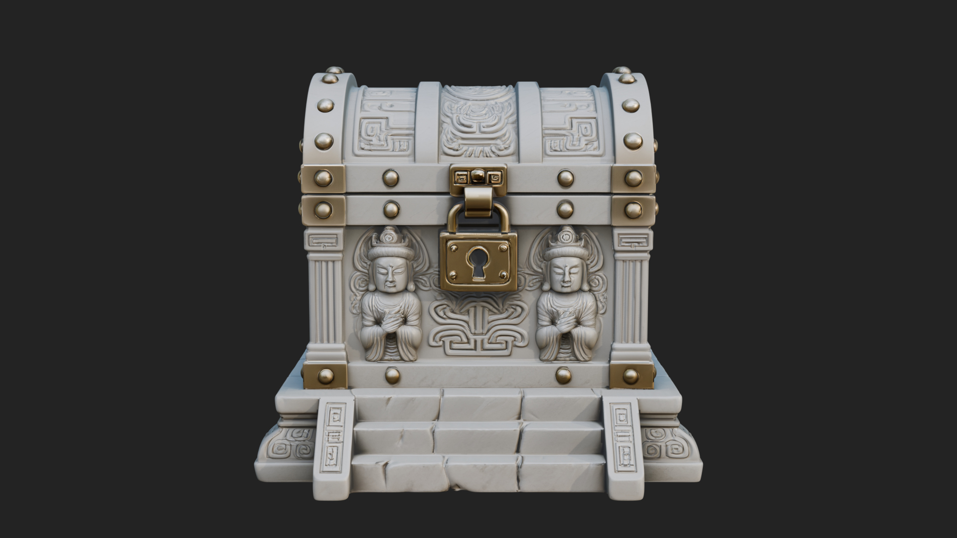 Carved Treasure Chest Model Design 5 3D Print Model 3D Model