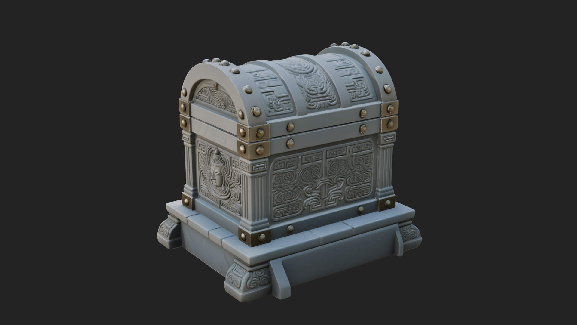 Carved Treasure Chest Model Design 5 3D Print Model 3D Model