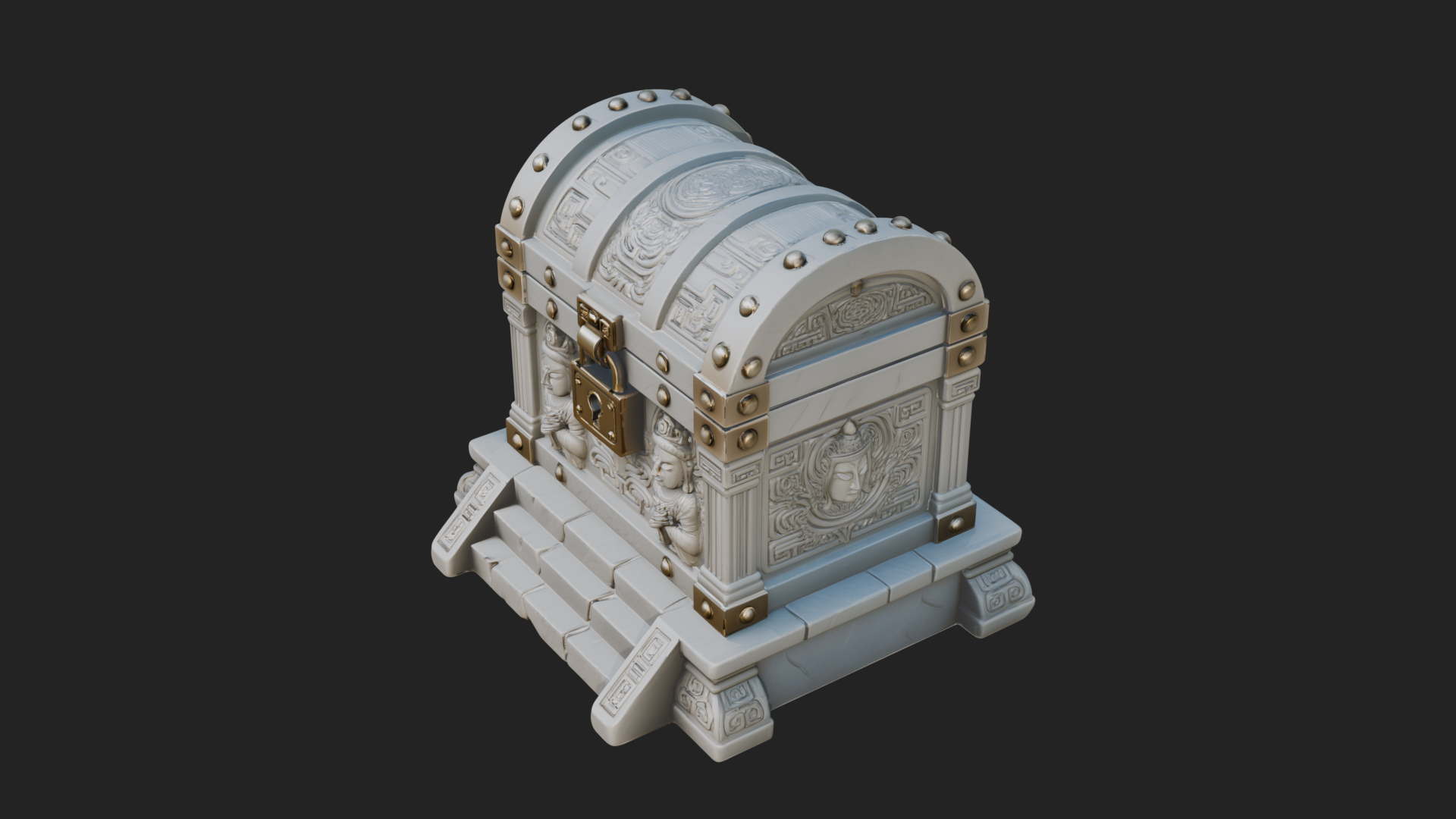 Carved Treasure Chest Model Design 5 3D Print Model 3D Model