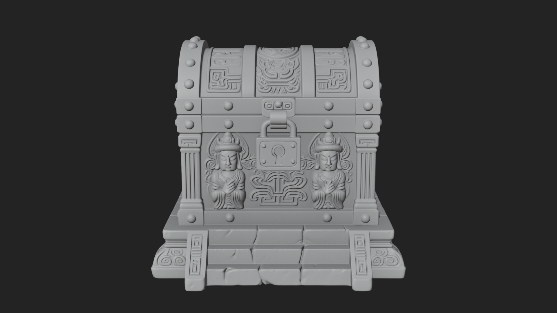 Carved Treasure Chest Model Design 5 3D Print Model 3D Model