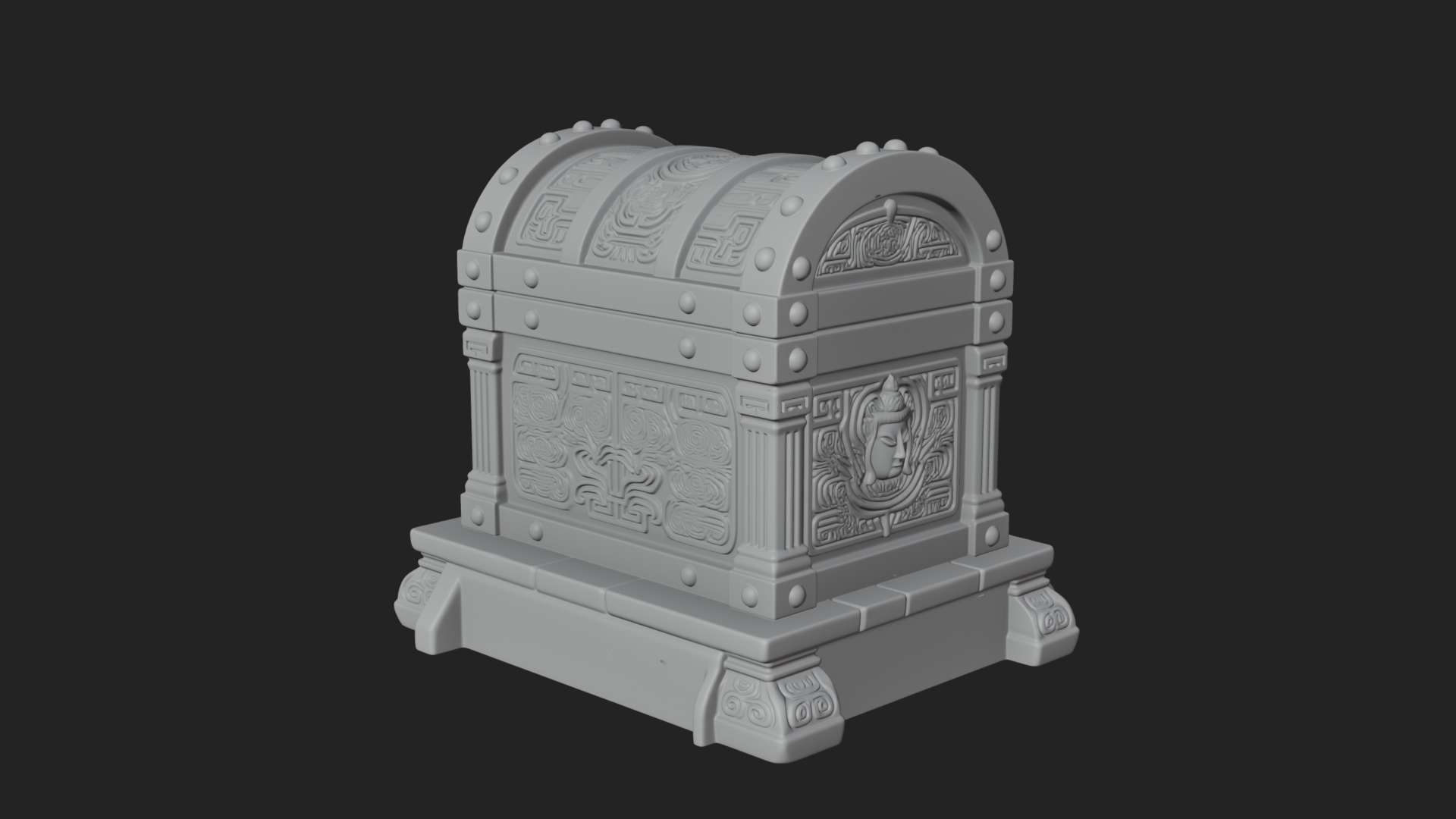 Carved Treasure Chest Model Design 5 3D Print Model 3D Model