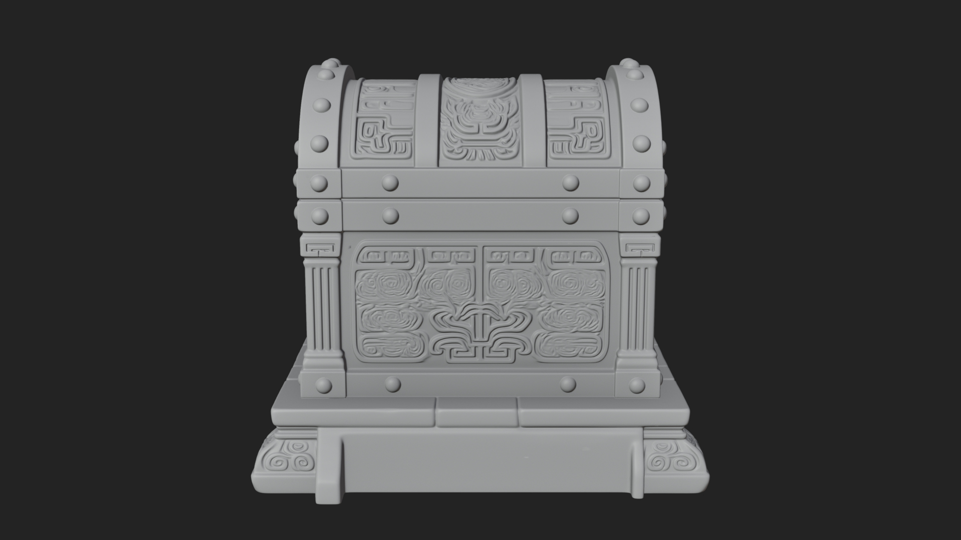 Carved Treasure Chest Model Design 5 3D Print Model 3D Model