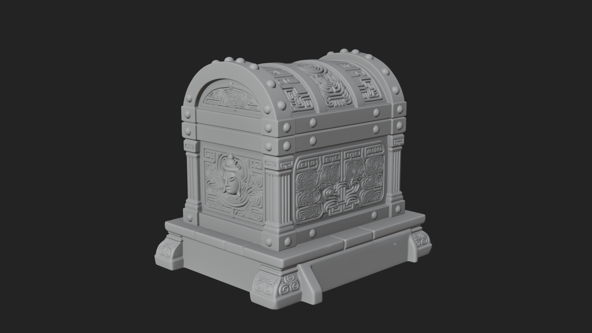 Carved Treasure Chest Model Design 5 3D Print Model 3D Model