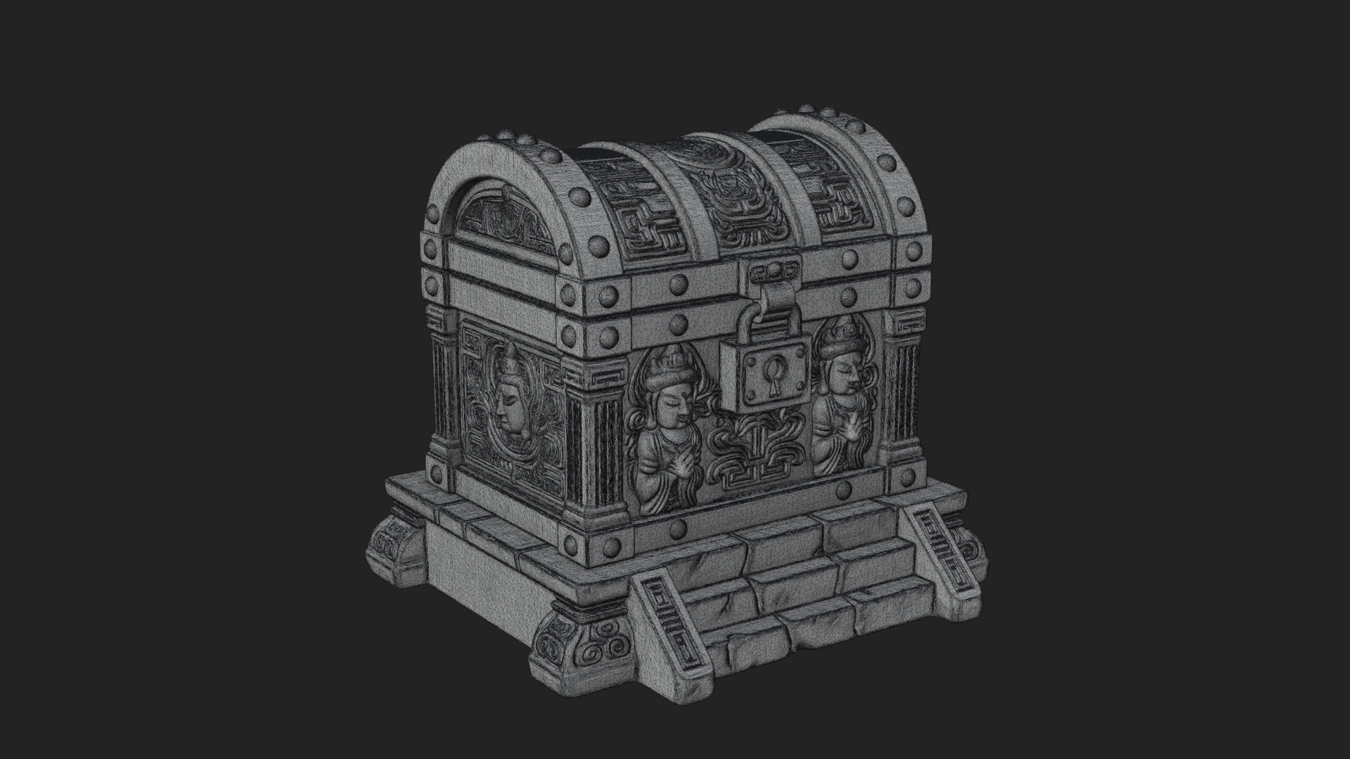 Carved Treasure Chest Model Design 5 3D Print Model 3D Model