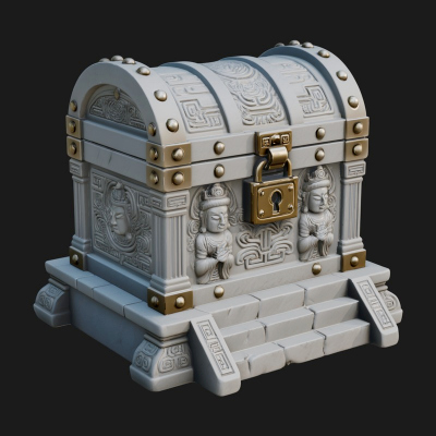 Carved Treasure Chest Model Design 5 3D Print Model