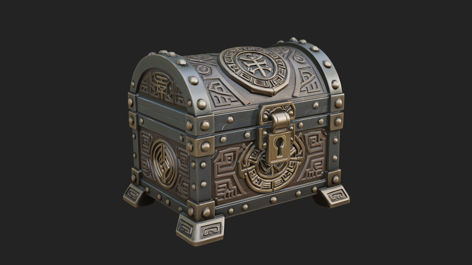 Carved Treasure Chest Model Design 6 3D Print Model 3D Model