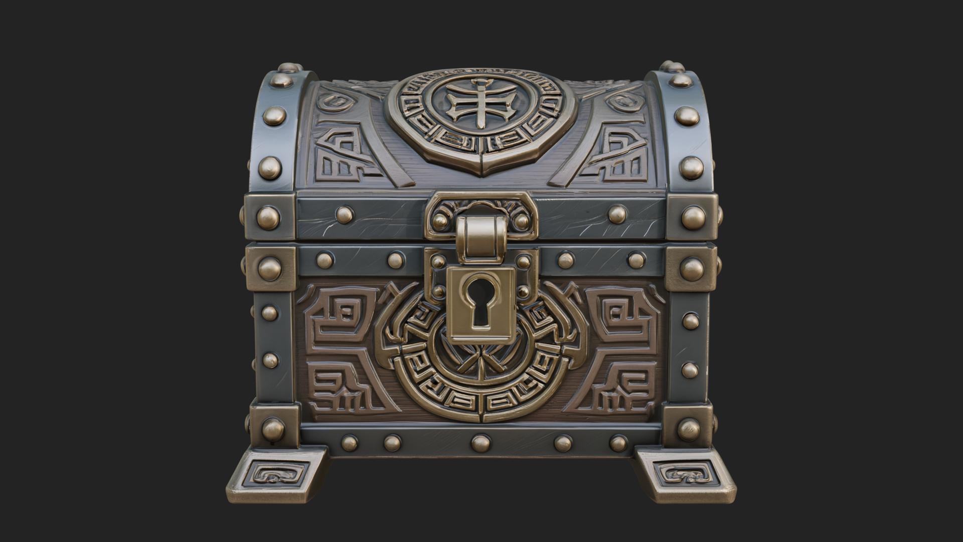 Carved Treasure Chest Model Design 6 3D Print Model 3D Model