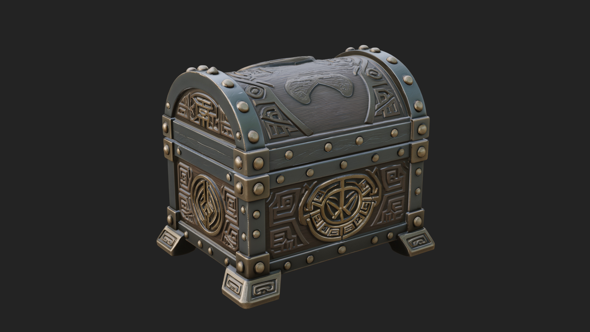 Carved Treasure Chest Model Design 6 3D Print Model 3D Model
