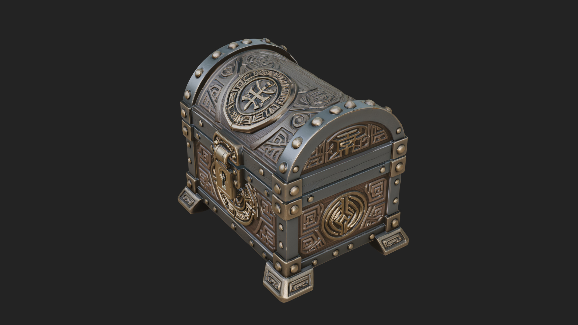 Carved Treasure Chest Model Design 6 3D Print Model 3D Model