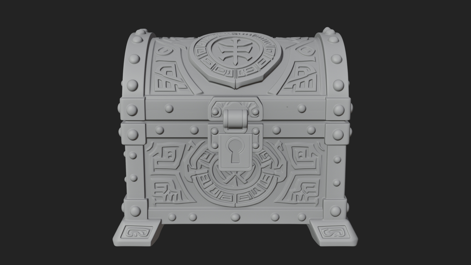 Carved Treasure Chest Model Design 6 3D Print Model 3D Model