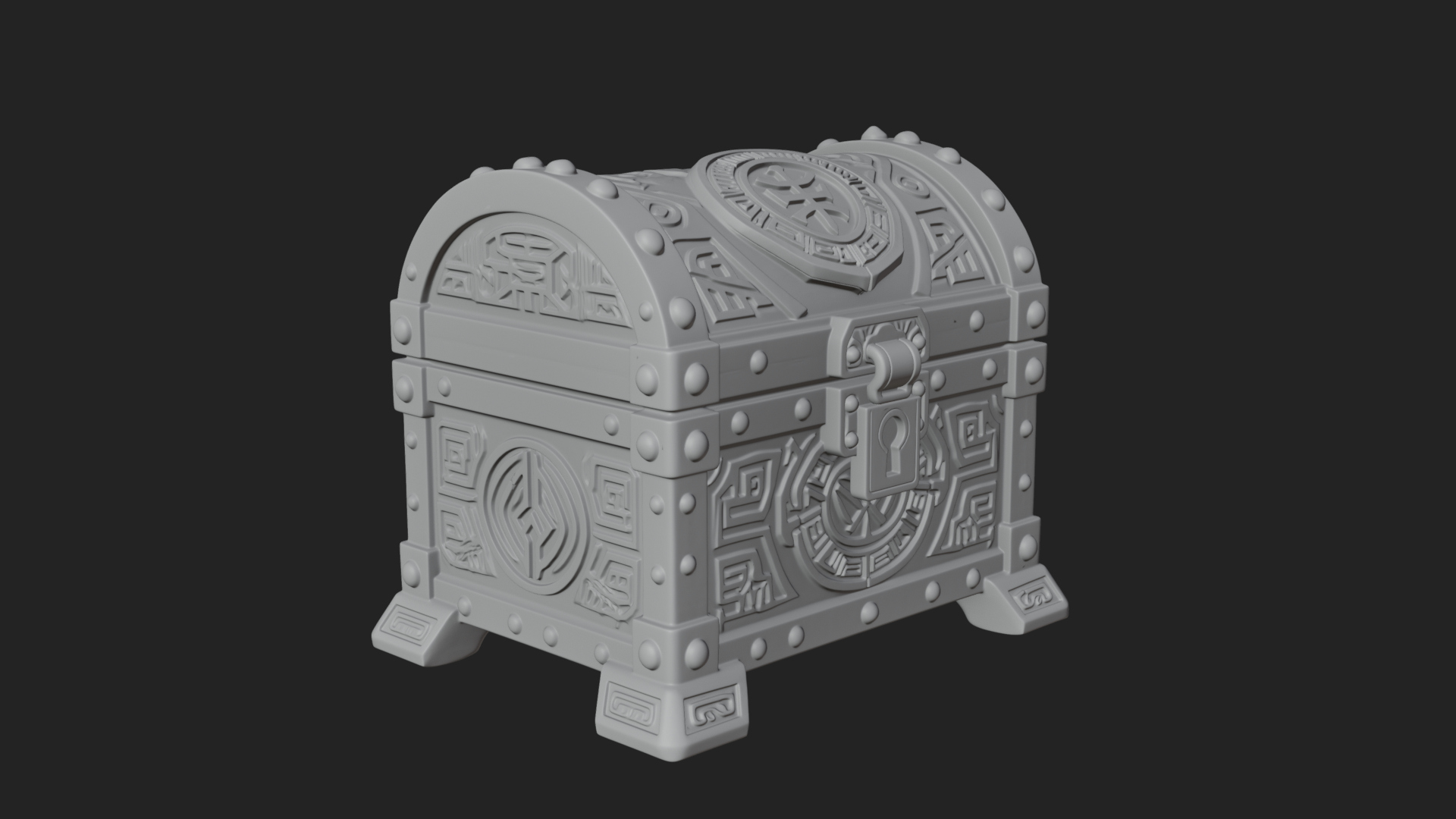Carved Treasure Chest Model Design 6 3D Print Model 3D Model