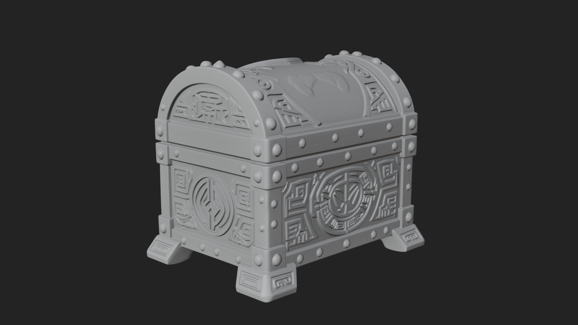 Carved Treasure Chest Model Design 6 3D Print Model 3D Model