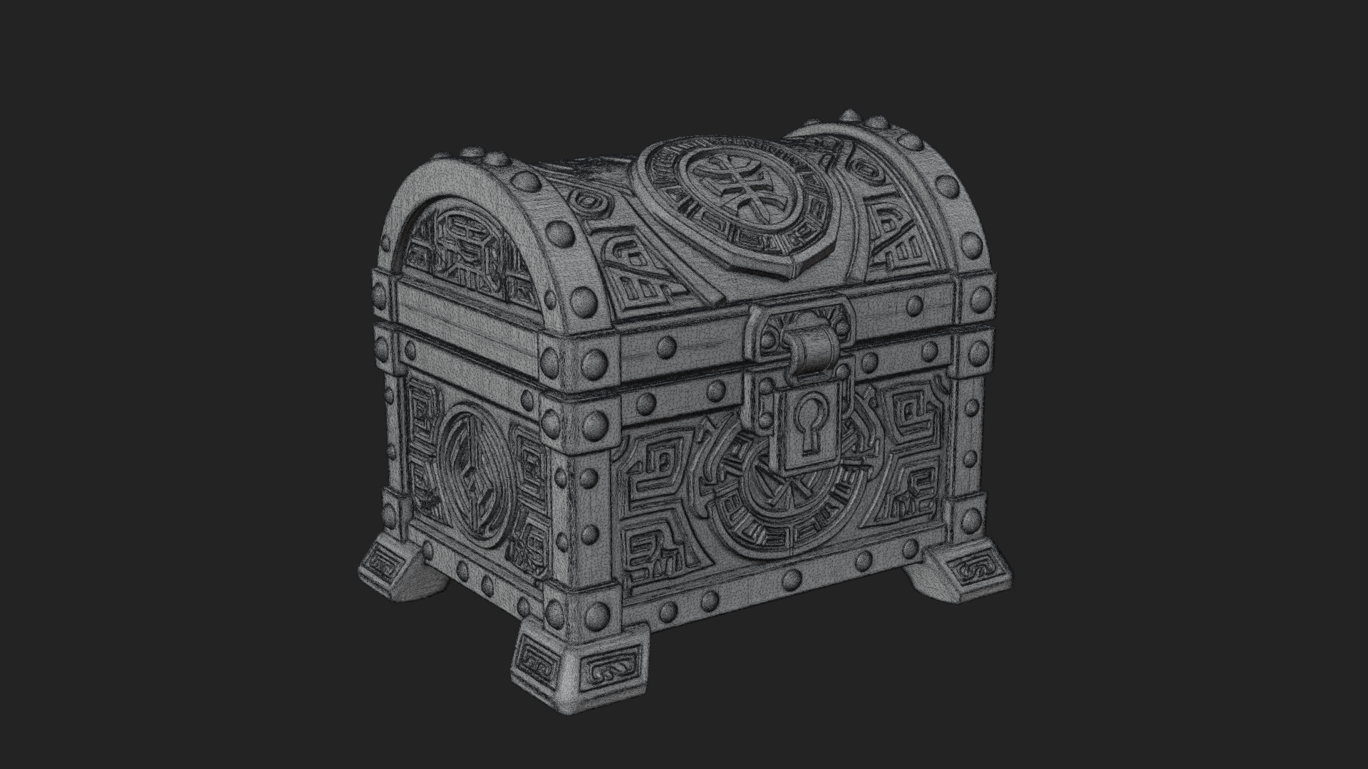Carved Treasure Chest Model Design 6 3D Print Model 3D Model