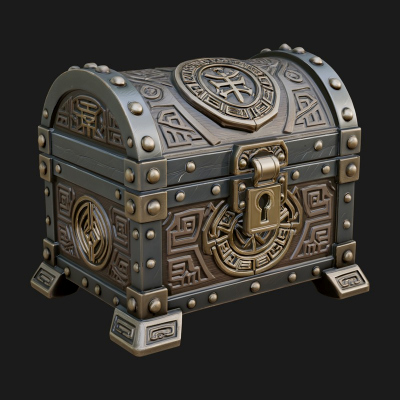 Carved Treasure Chest Model Design 6 3D Print Model