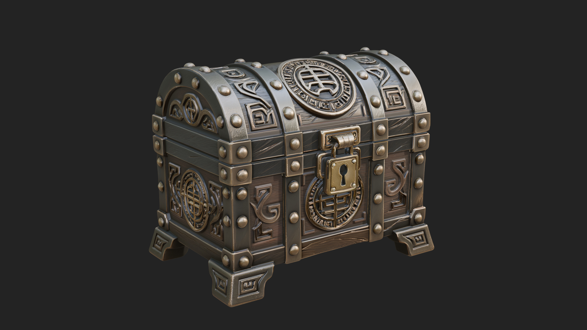 Carved Treasure Chest Model Design 7 3D Print Model 3D Model