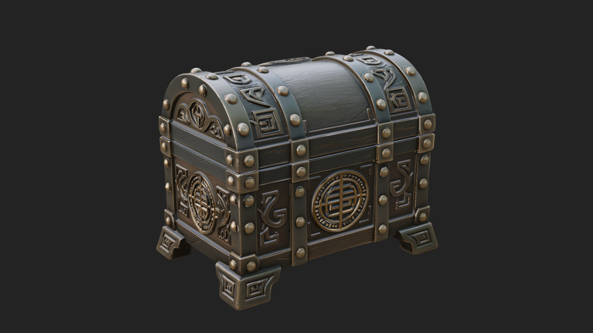 Carved Treasure Chest Model Design 7 3D Print Model 3D Model